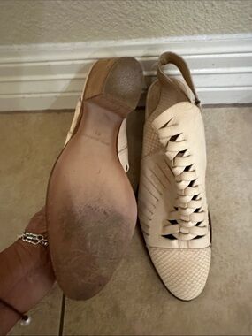 Free People Cream Braided Slingback Mules